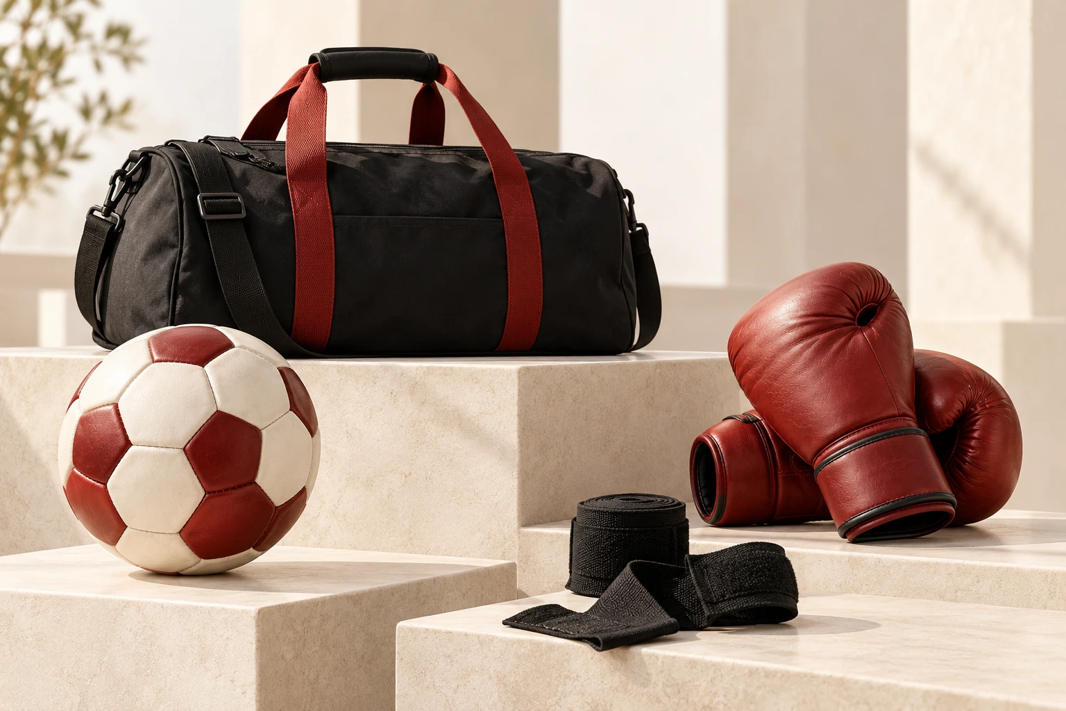 Illustrative warm red sports equipment campaign
